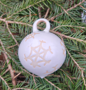 Ornament in Glossy White Snowflake Pattern