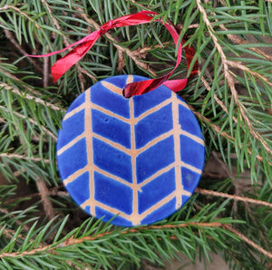 Flat Ornament in Blue Chevron