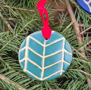 Flat Ornament in Green Chevron