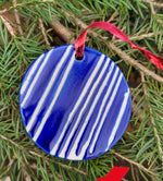 Load image into Gallery viewer, Flat Ornament in Glossy Blue Stripes
