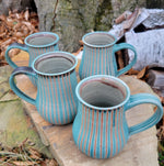 Load image into Gallery viewer, Coffee Mug in Turquoise Pinstripe
