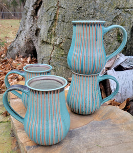 Coffee Mug in Turquoise Pinstripe