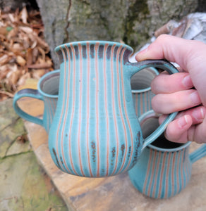 Coffee Mug in Turquoise Pinstripe