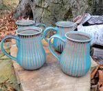 Load image into Gallery viewer, Coffee Mug in Turquoise Pinstripe
