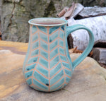 Load image into Gallery viewer, Coffee Mug in Light Turquoise Chevron
