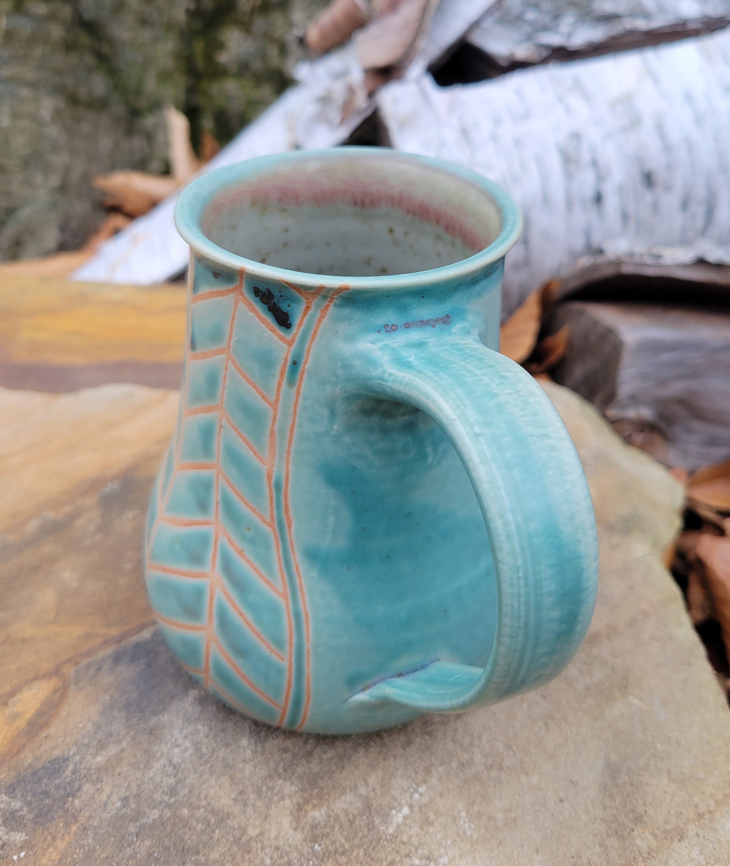 Coffee Mug in Light Turquoise Chevron