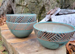 Load image into Gallery viewer, Cereal Bowl in Turquoise Basket Weave Pattern
