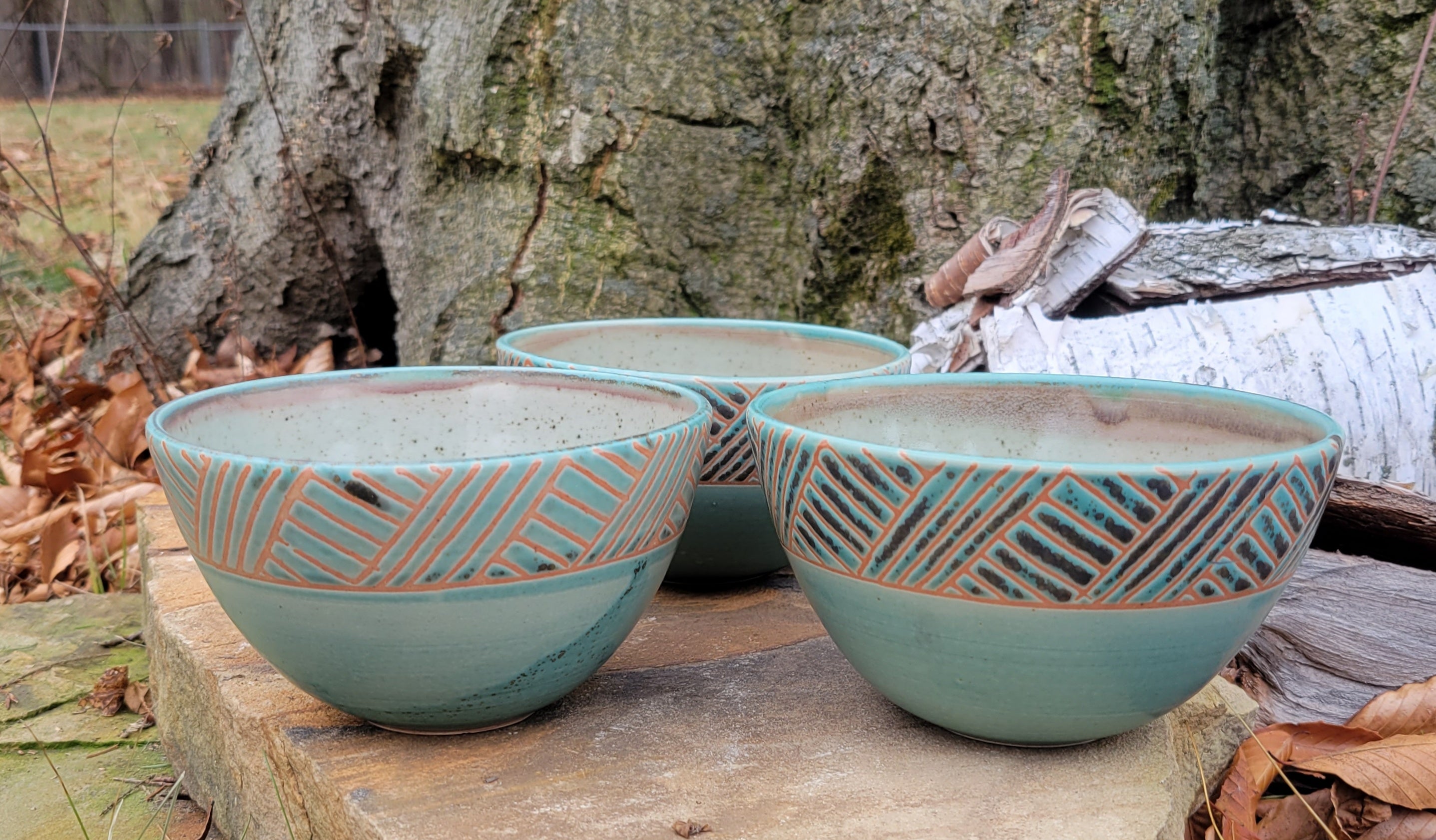 Cereal Bowl in Turquoise Basket Weave Pattern